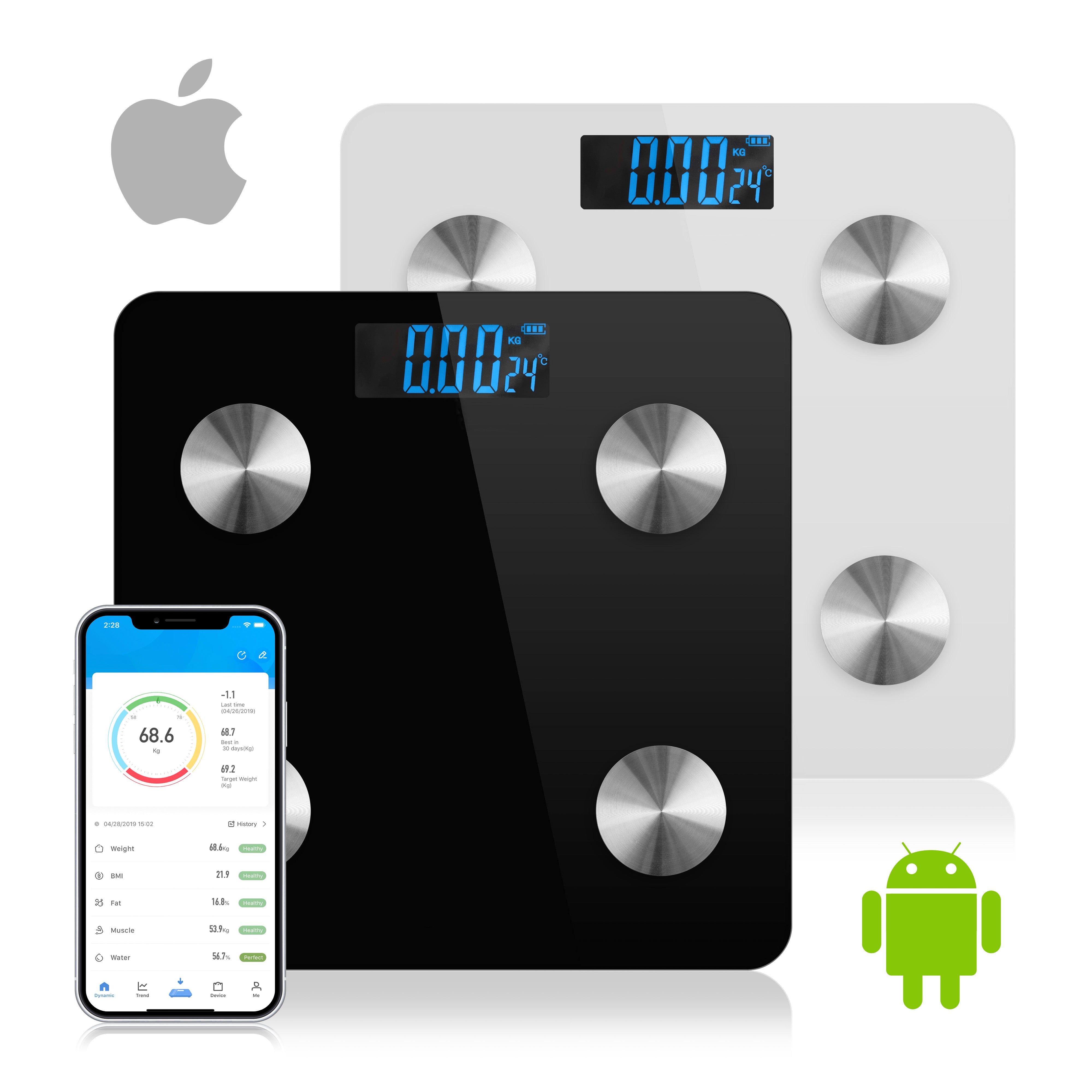 Bluetooth Bathroom Digital Weighing Scales Body Fat BMI Glass iPhone Android App Bluetooth Bathroom Digital Weighing Scales Body Fat BMI Glass iPhone Android App